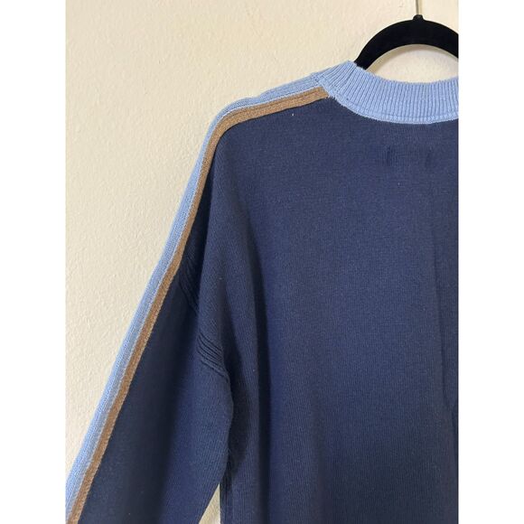 Maeve by Anthropologie Sweater Women’s L C’est Bon Graphic Tunic Blue‎ Preppy - Picture 7 of 12